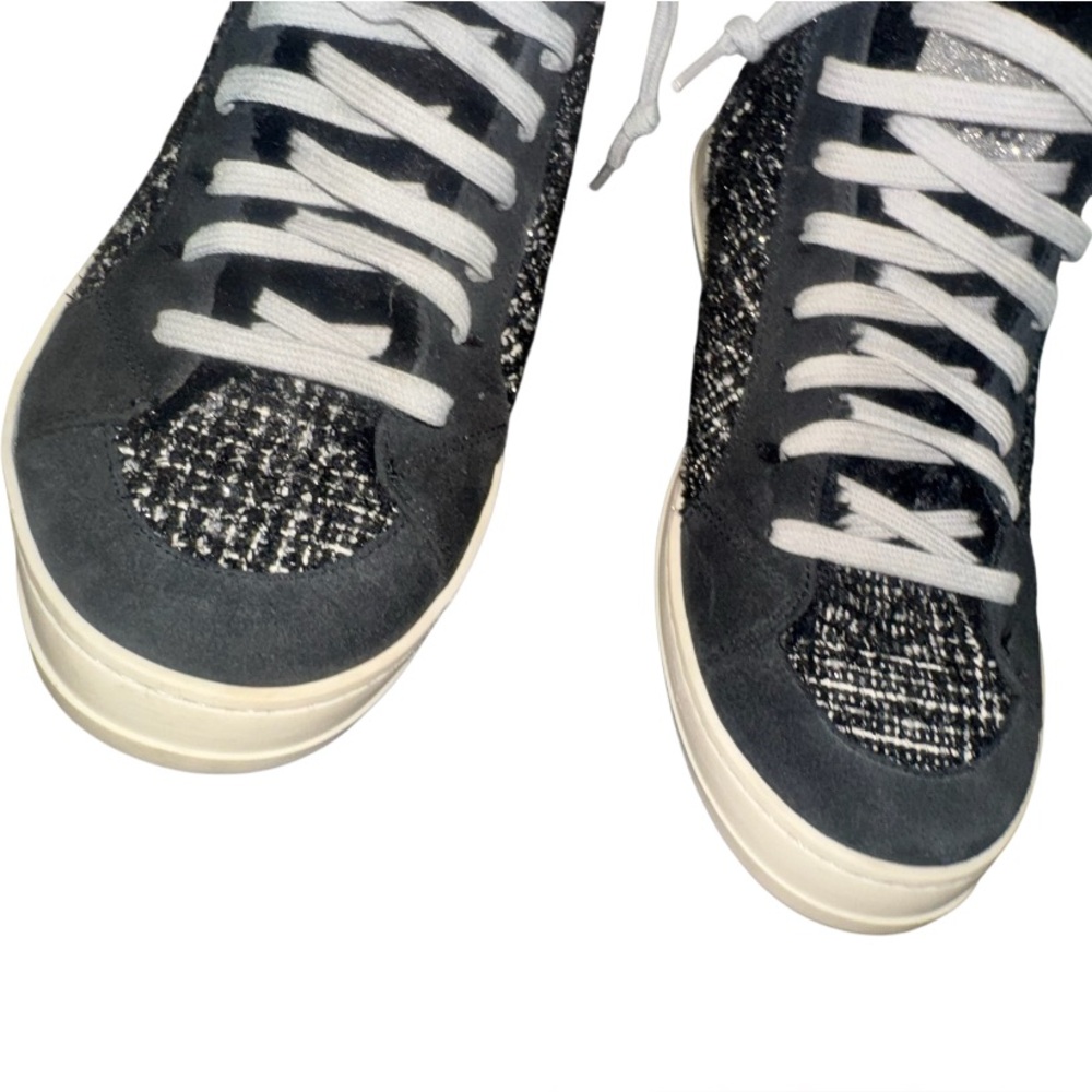 P448 from Bloomingdale’s skate faux fur suede trim high top sneakers size 40 9.5 - Picture 16 of 16